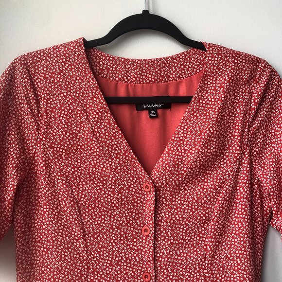 Rust Red Print Button-Up Dress - Picture 4 of 4